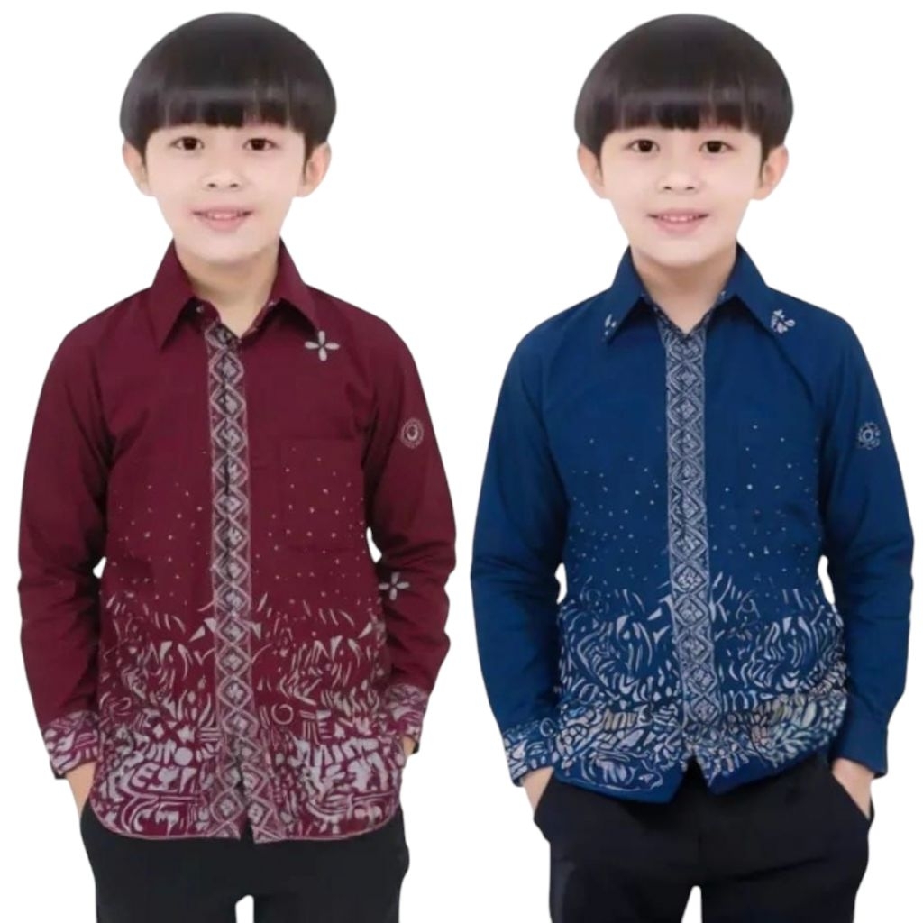Kemeja Batik Anak laki laki umur 1-12th || Batik Anak Lengan Panjang Trendy Masa Kini