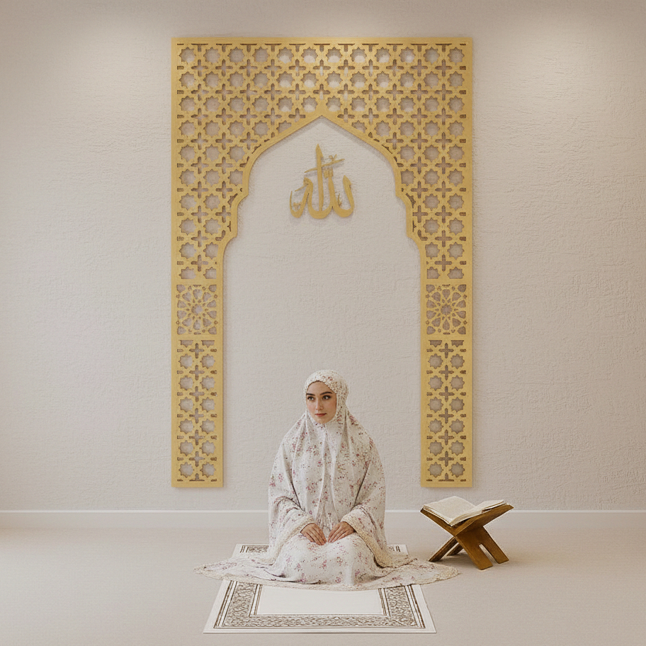 Hiasan Dinding Mihrab Masjid AM-5 – Lafadz Allah Eksklusif Plywood