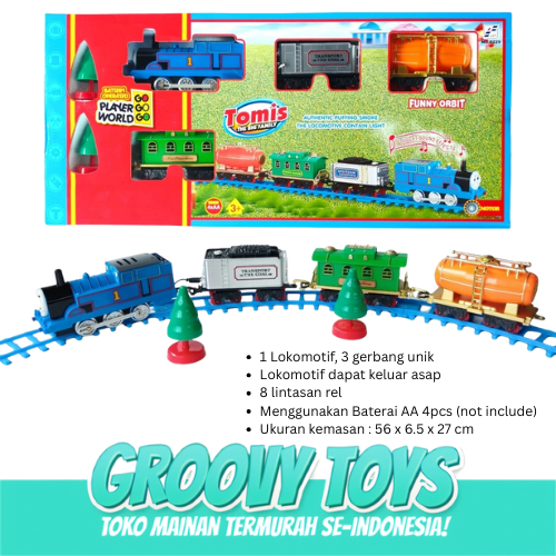 Mainan Anak Kereta Api Lokomotif Rail King Train Kereta Api Berasap Asap
