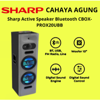 Sharp Active Speaker Bluetooth CBOX-PROX20UBB / CBOX PROX20UBB Pro X Series Grey