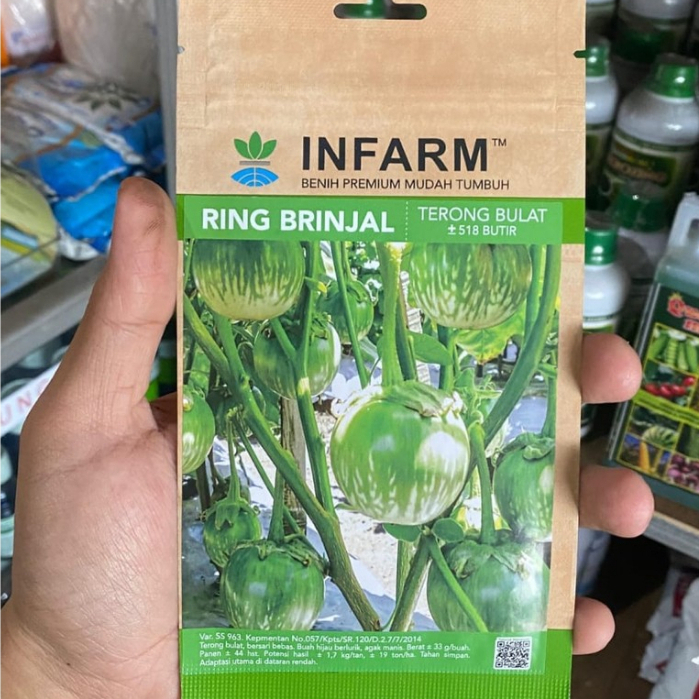 INFARM Benih Terong Bulat Ring Brinjal Hijau Lurik Tahan Simpan 518 Butir