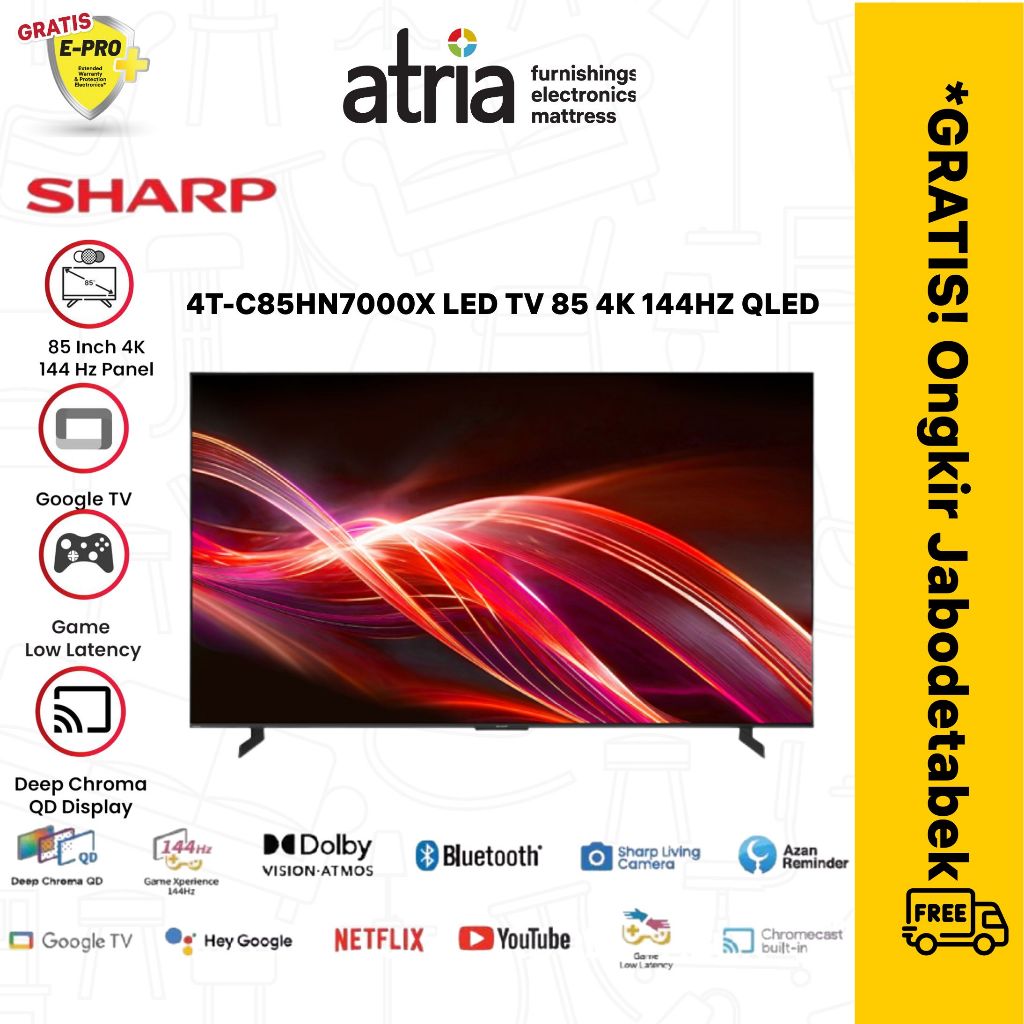 SHARP 4T-C85HN7000X LED Google TV 85 inch - 4K QLED 144 Hz