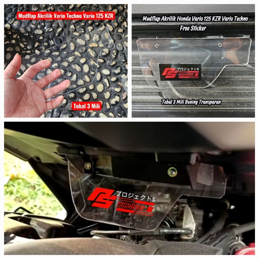 Mudflap Akrilik Mika Mudflap Honda Vario Techno 125 Fi Vario KZR Penahan Lumpur Akrilik Transparan