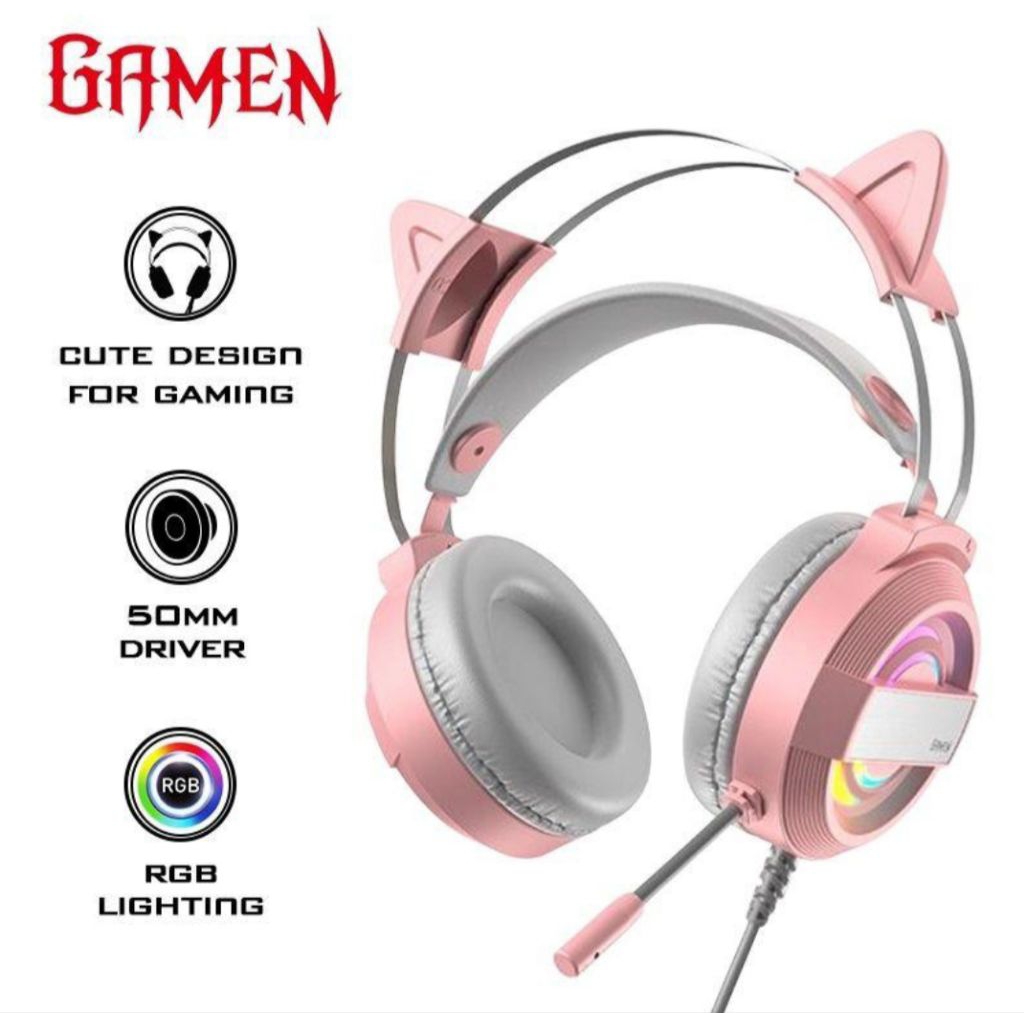 HEADPHONE GAMEN GH1100 PINK / HEADSET GAMING GAMEN
