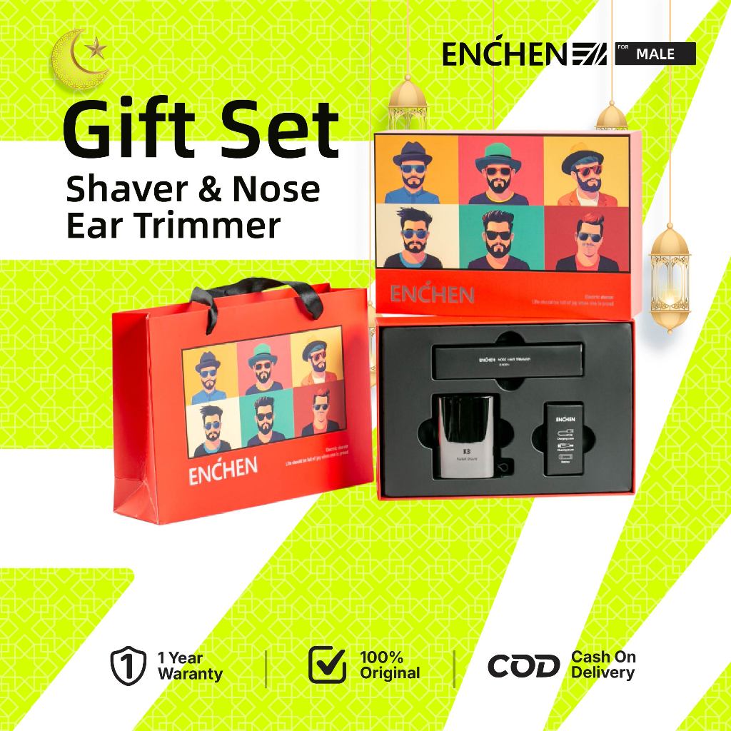 [Best Kado Tahun Baru] ENCHEN K8 Portable Pop-up Shaver Waterproof & EN005 Nose Ear Trimmer Set