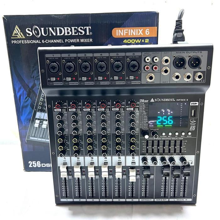 POWER MIXER SOUNDBEST INFINIX 6 SOUND BEST INFINIX-6 BLUETOOTH 6 CHANNEL