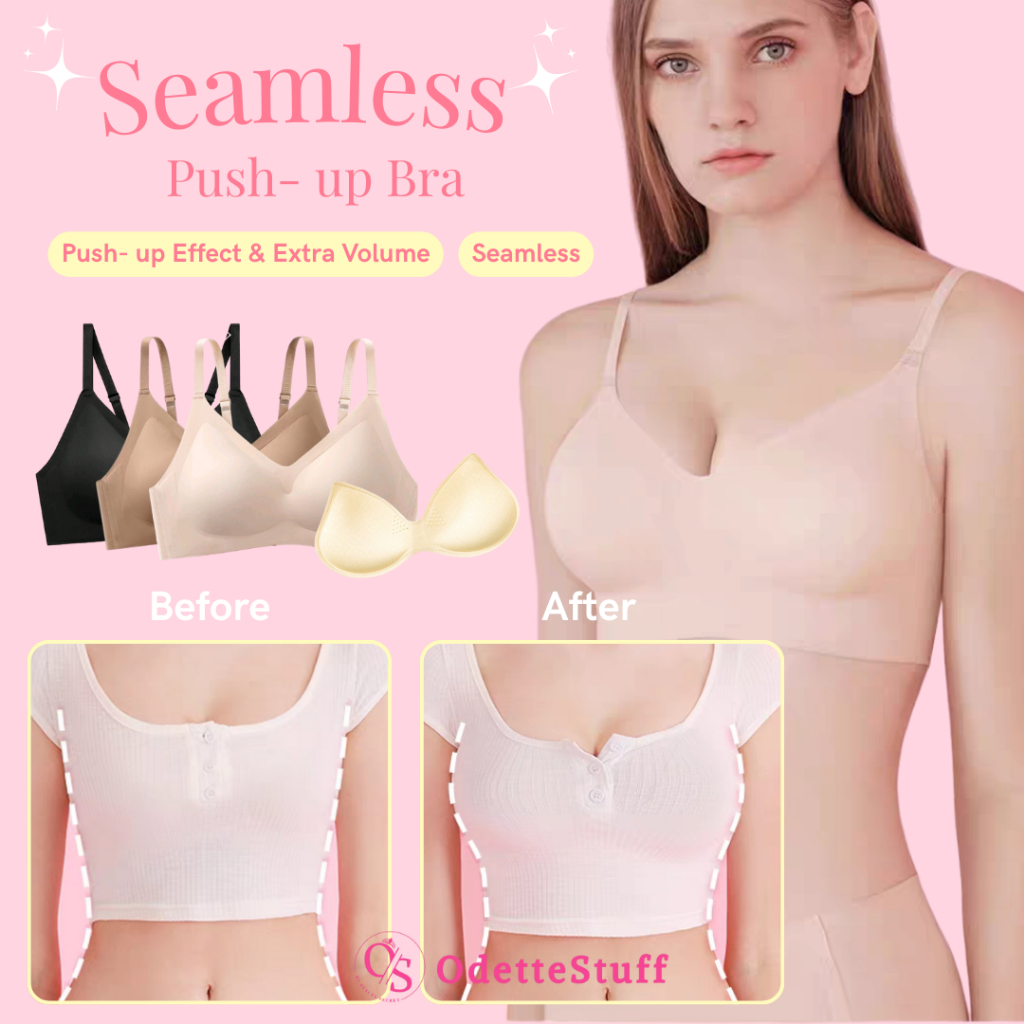 ODETTE STUFF Seamless Push Up Bra BH Tanpa Kawat Pengangkat Payudara Busa Tebal 3cm