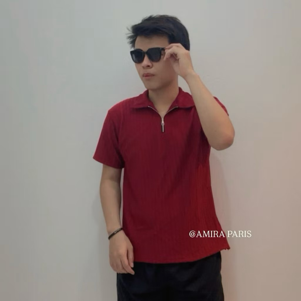 New Deals Kaos Polo Shirt Zipper Pria / Kaos Polo Zipper Knit Kerah Korean Tebal Premium / Kaos Polo
