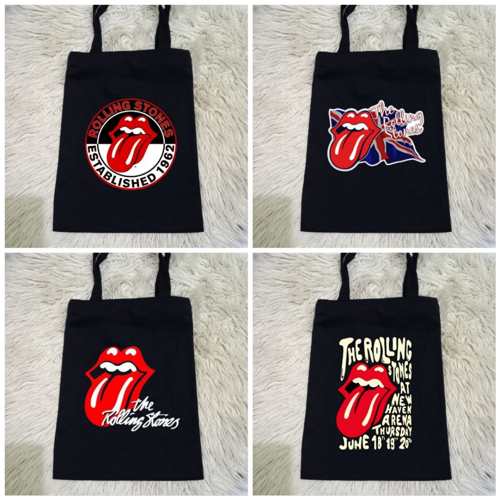 Tote bag grup rolling stones/Tote bag kanvas premium/Tas belanja/Tas sekolah/Tas tangan/Tas casual