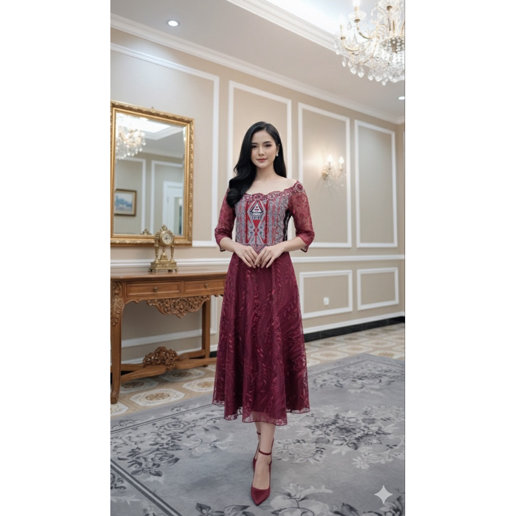 Gaun jahit tangan murah / gaun  gereja cantik Gorga batak/EVA MODISTE OFFICIAL/Costum premium