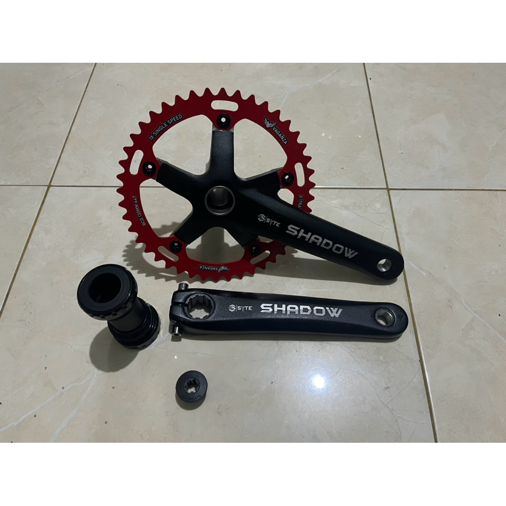 SYTE SHADOW Crankset Sepeda Hollowtech HT2 Single Chainring 44T Alloy Gir Depan Include BB Armset