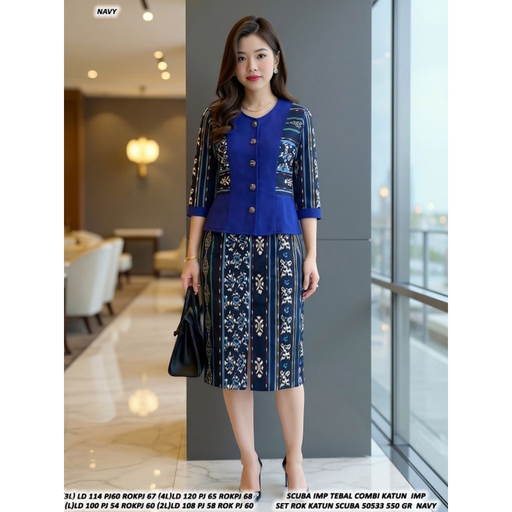 ASD 50533 SET ROK KATUN SCUBA PREMIUM / SET ROK BATIK WANITA / READY / REALPICT