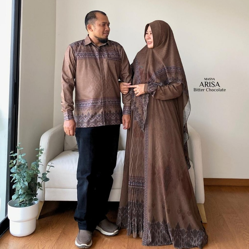 Set Gamis Dress Syari Ceruty Babydoll Premium Sarimbit Couple Set Keluarga Terbaru Arisa Masya Syari