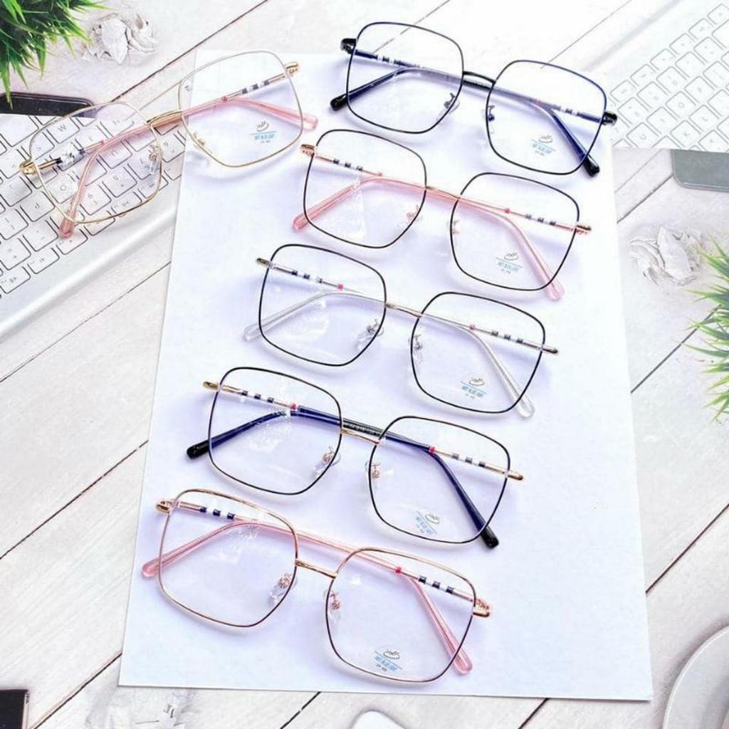 frame kacamata besi bentuk kotak pria wanita