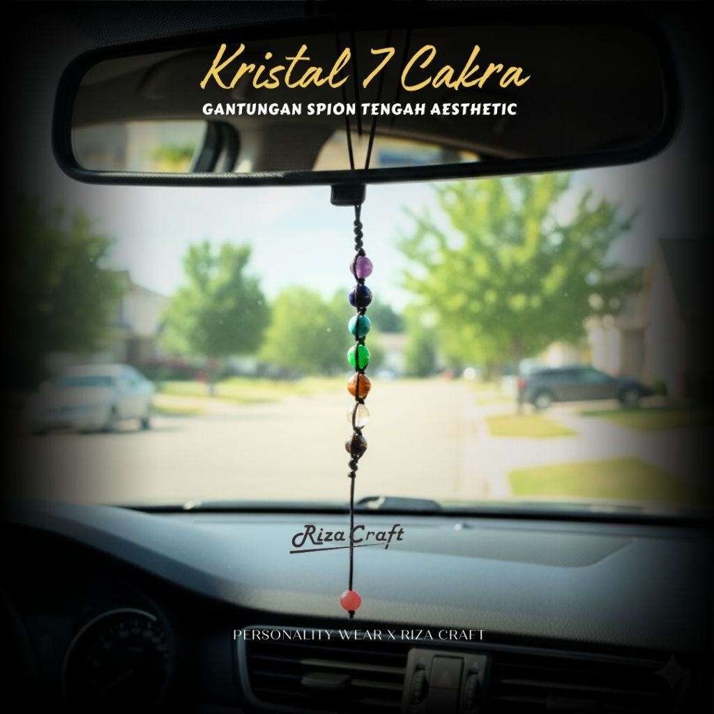 Gantungan Spion Tengah Mobil Mewah Aesthetic Batu Kristal 7 Cakra Chakra ASLI Original
