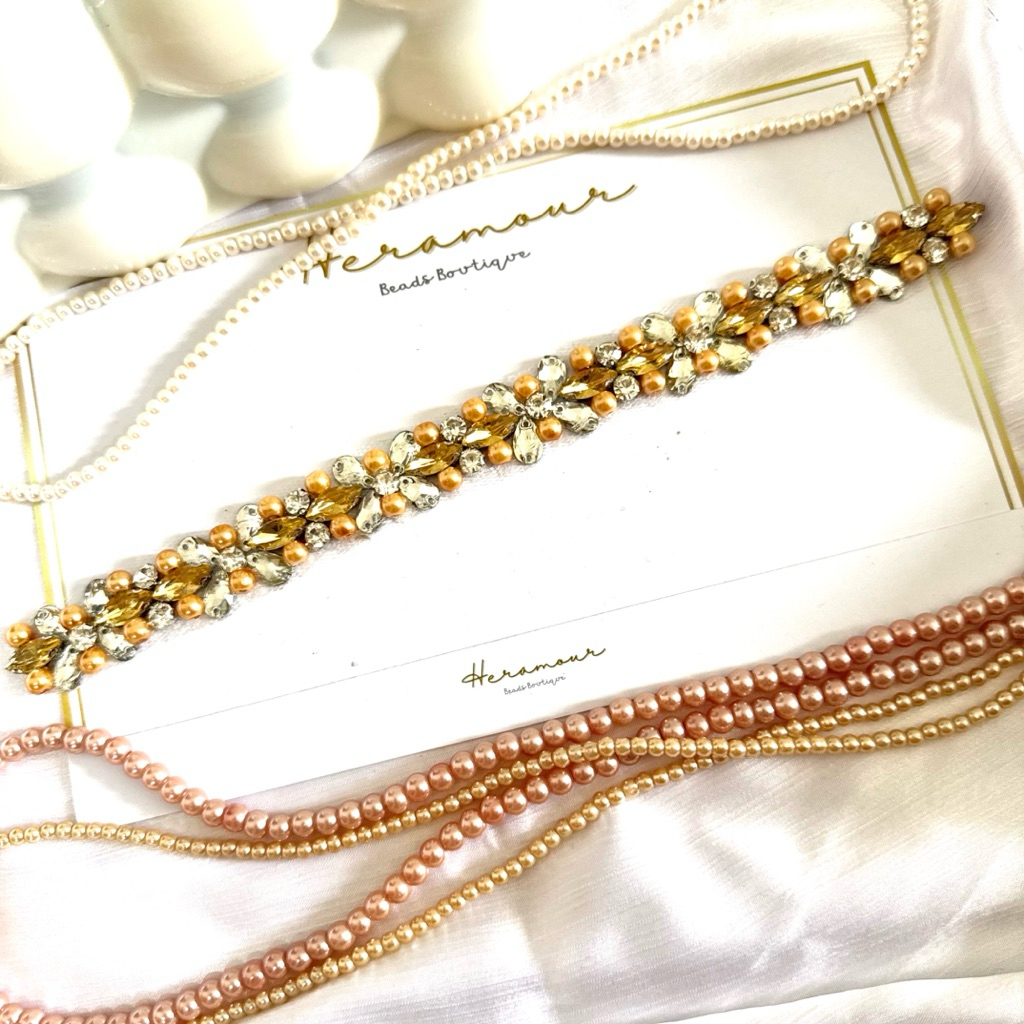 Heramour - Aplikasi Payet Rangkai Pinggang dan Dada W10 Aksesoris Kebaya dan Baju Pesta