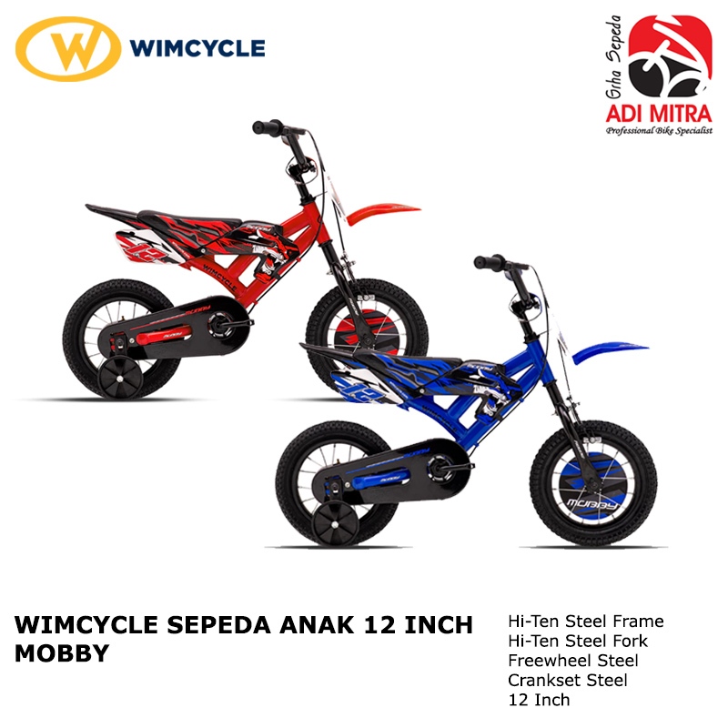 Wimcycle Mobby BMX Bike Kids 12 Inch Sepeda Anak Dengan Roda Bantu