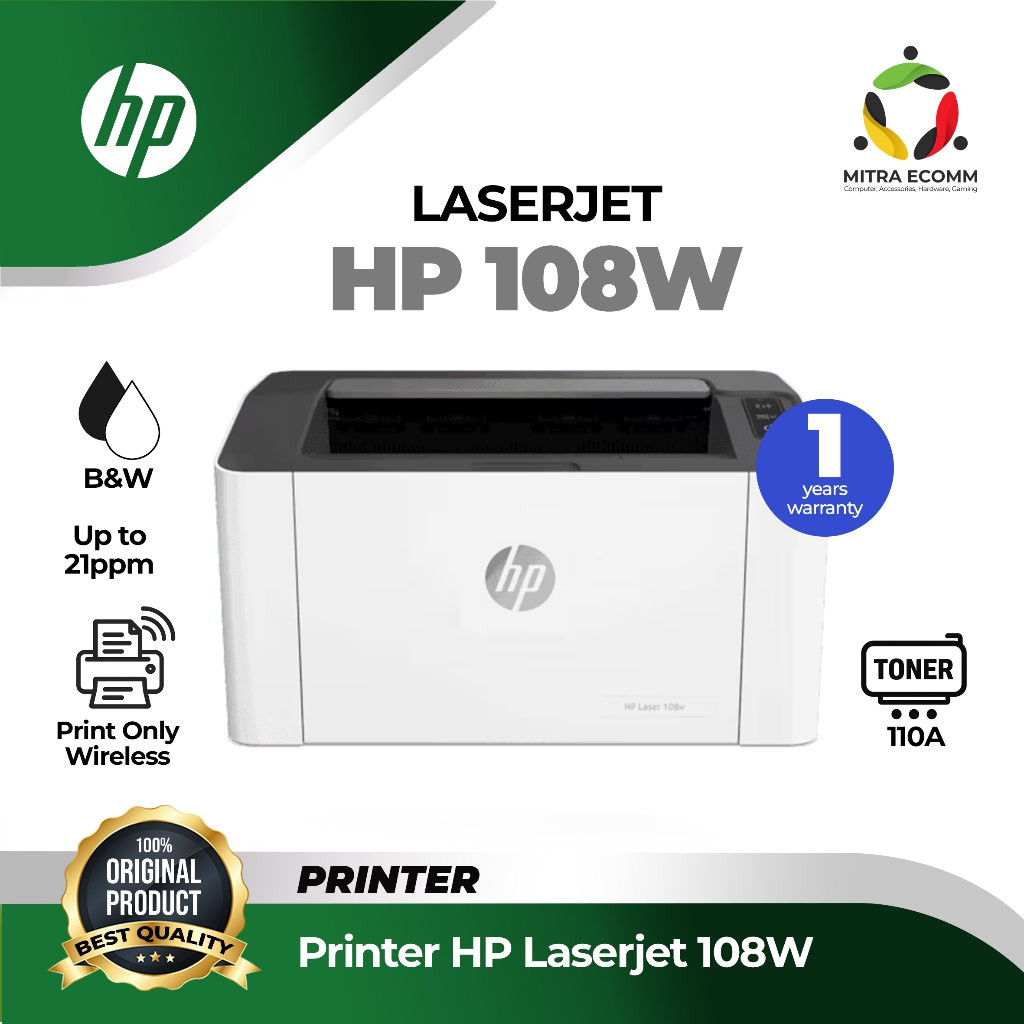 Printer HP Laser M108W (Mono - Print Only - Wifi