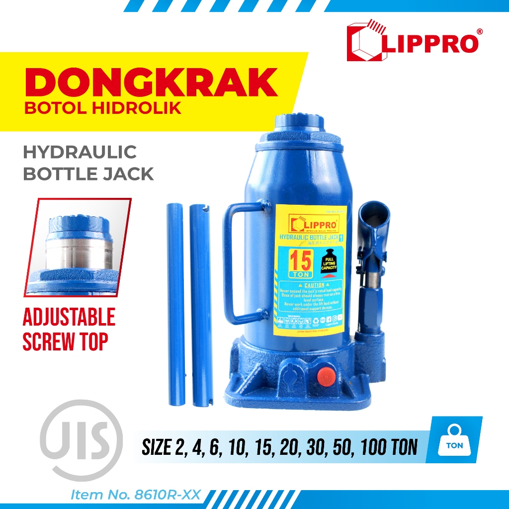 Lippro Dongkrak Botol Hidrolik (50 Ton)– Hydraulic Bottle Jack untuk Mekanik & Bengkel