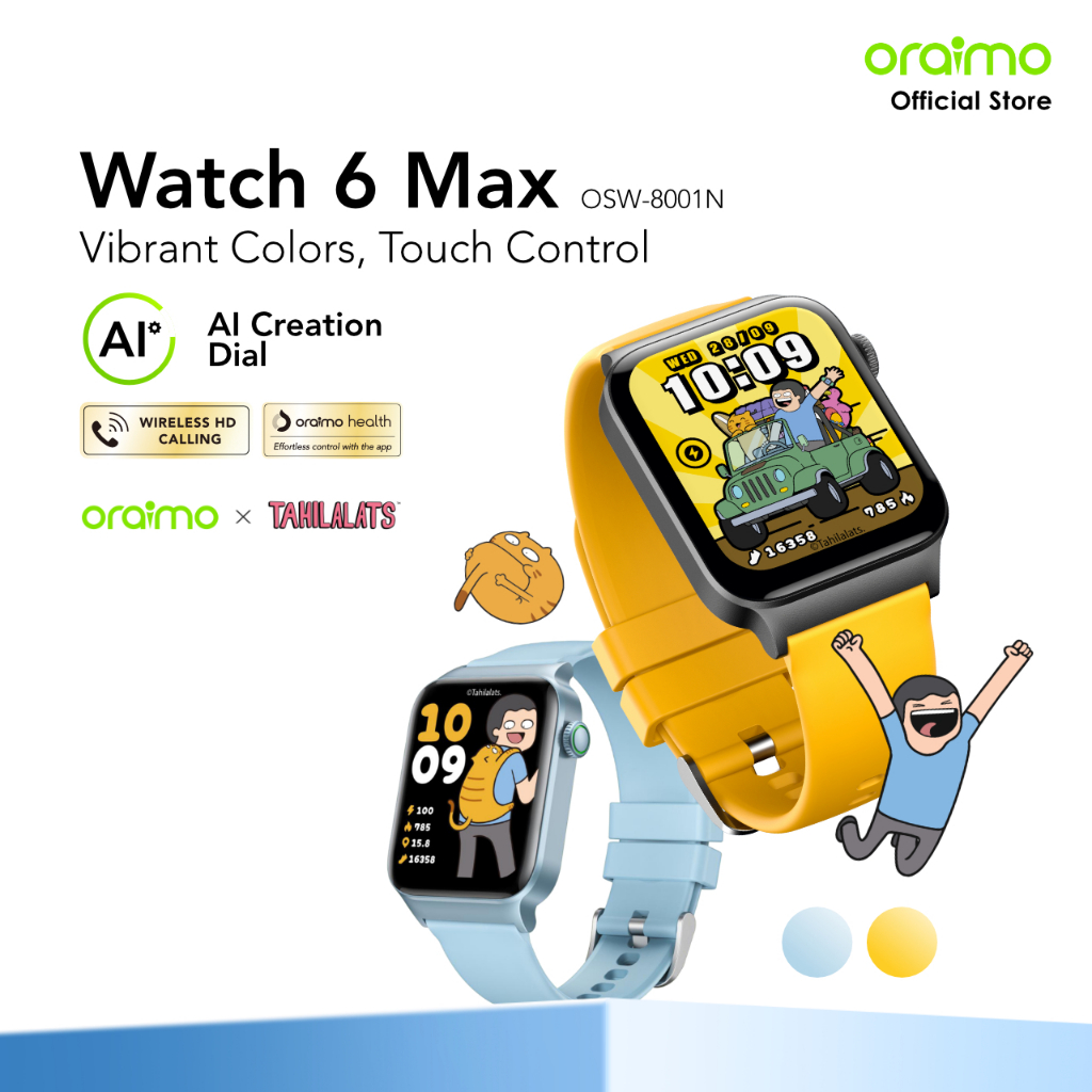 [Exclusive Ibnu Wardani] oraimo x Tahilalats Smartwatch Watch 6 Max OSW-8001N 1.83"TFT Full Touch Sc