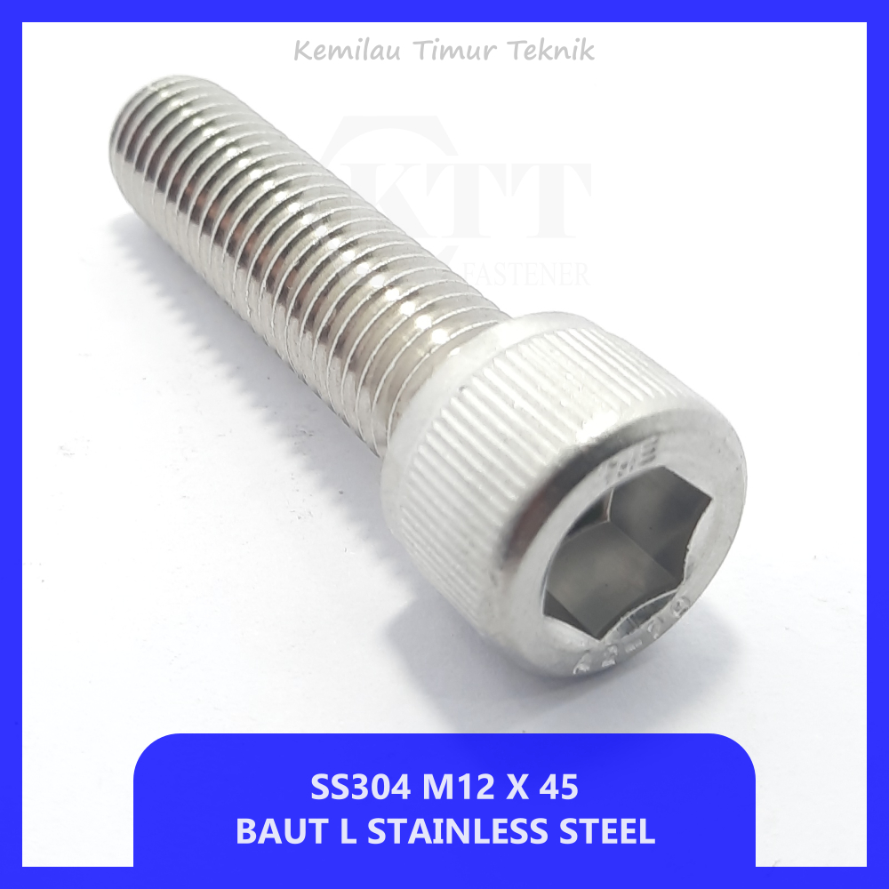 Baut L Stainless Steel M12x45 - Baut Kunci L 10 Panjang 4,5cm - SS304