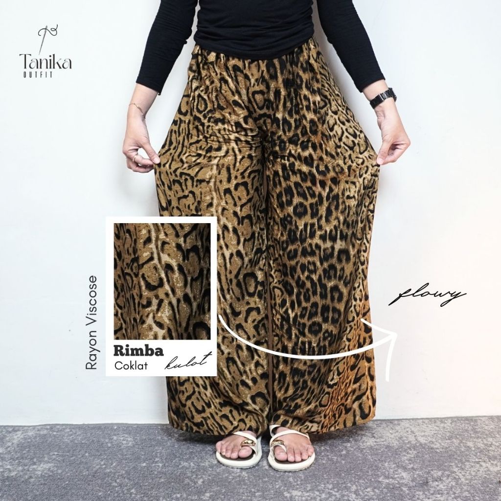 Kulot Jumbo Rayon Viscose Wanita Motif Leopard Macan Zebra Premium Paha 80 Celana Skena Kalcer Bahan