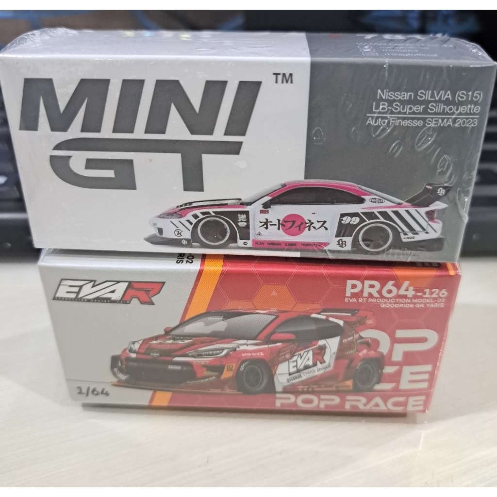 (1 Paket SEGEL) Mini GT S15 SAMA & Pop Race GR YARIS EVA MERAH