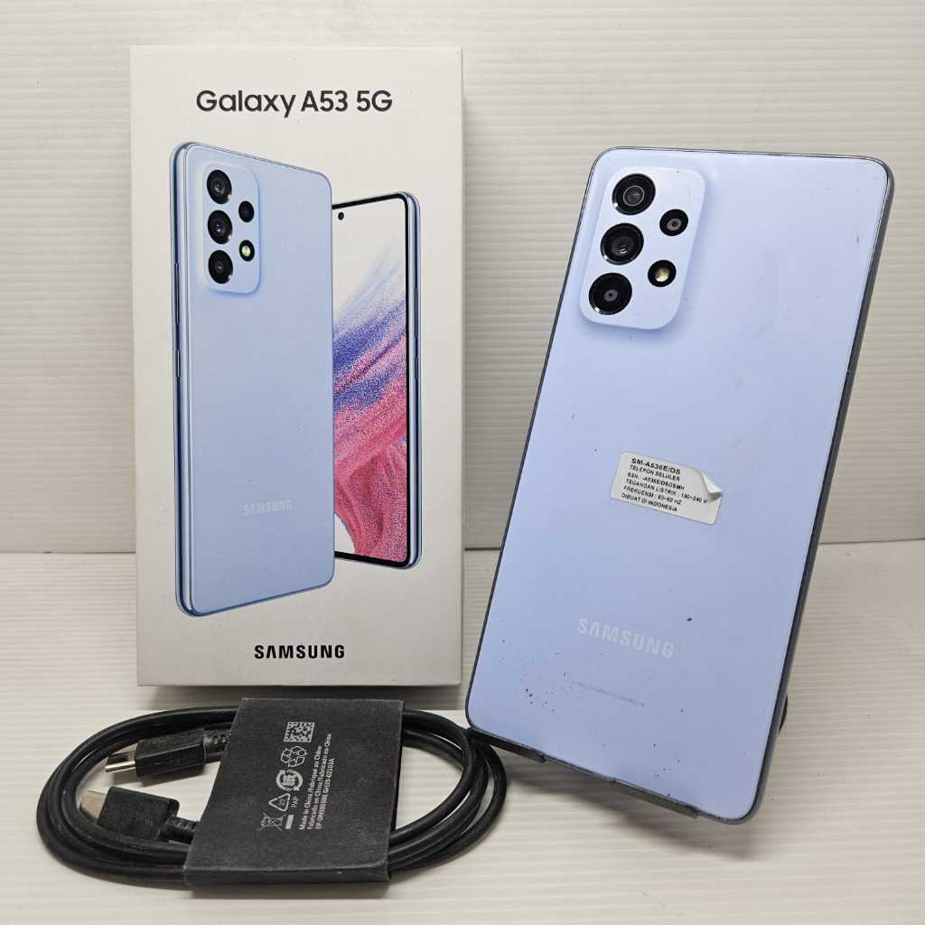 LIKE NEW  SAMSUNG GALAXY A53 5G 8/256 BLUE EX SEIN RESMI NO MINUS LENGKAP