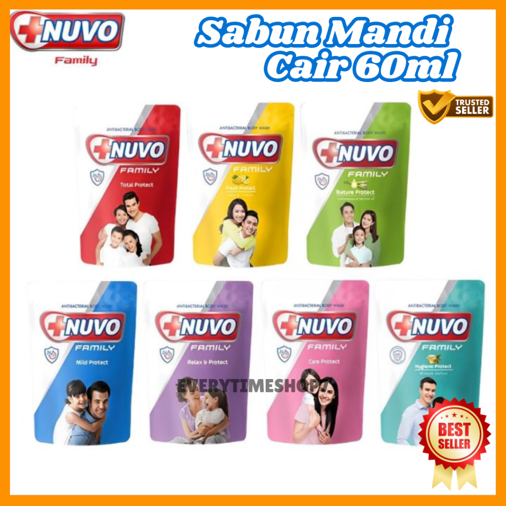 NUVO Family Liquid Antibacterial Sabun Mandi Cair 60ml | Sabun NUVO HEMAT TERMURAH GROSIR