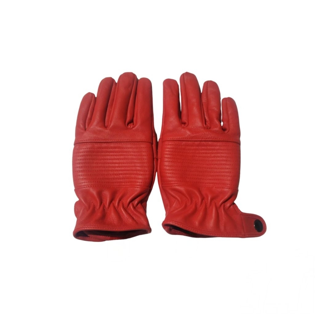 Sarung tangan motor kulit merah model classic Raja Gloves91 || Gloves motor kulit merah klasik