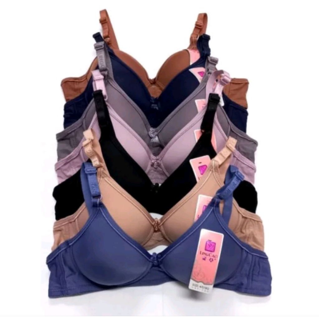 ( 6pcs ) Bra Bh Wanita Cup A Kecil Bh Lingcao Busa Tipis Tanpa Kawat Size: 34.36.38.40