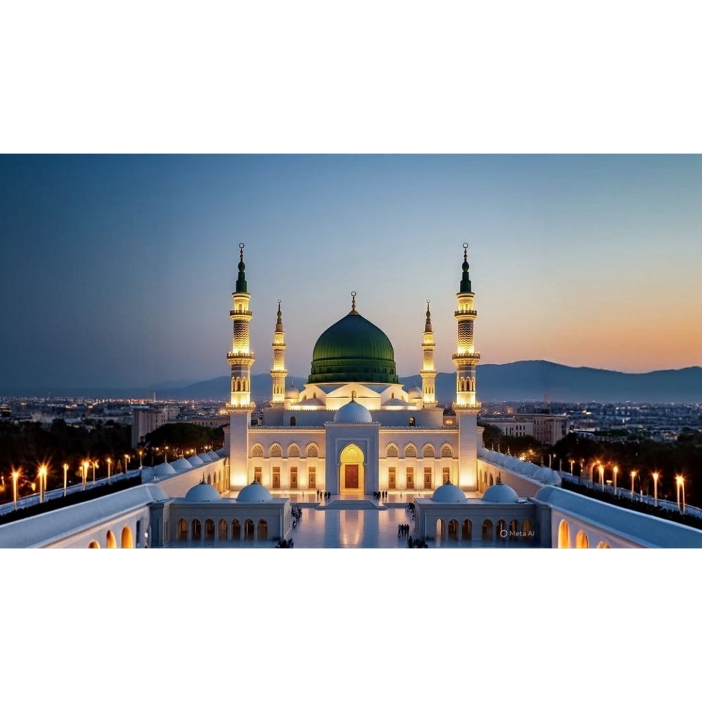 Masjid Nabawi Prophet's Mosque nabawi madinah lukisan cetak poster hiasan dinding dekorasi rumah rua