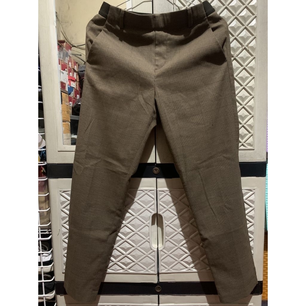 ORIGINAL TROUSERS COMFORT UNIQLO CELANA PANJANG TARTAN SLIM ANKLE STRETCH