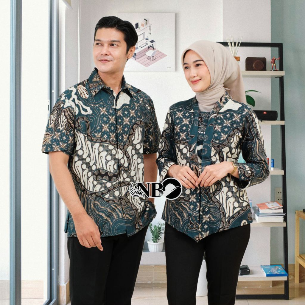 Batik couple hem-blouse kebaya terbaru batik kerja kantor wanita seragam batik by Aprilia batik