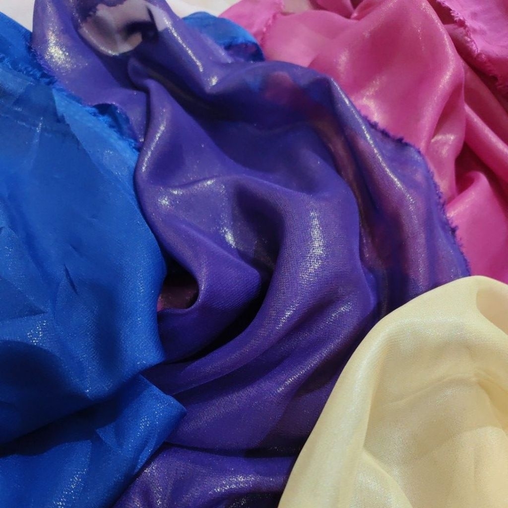 Kain sifon silk ( semi sutra ) shimmer 0.5 meter - lembut, halus, tipis, menerawang, mewah,