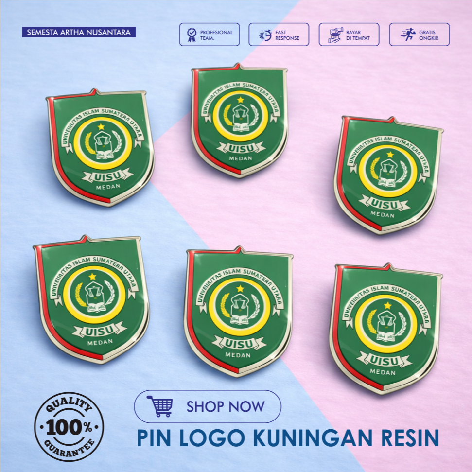 pin BROS / pin MUTZ Logo kuningan magnet pin Lambang Universitas UISU kuningan dilapis resin magnet 