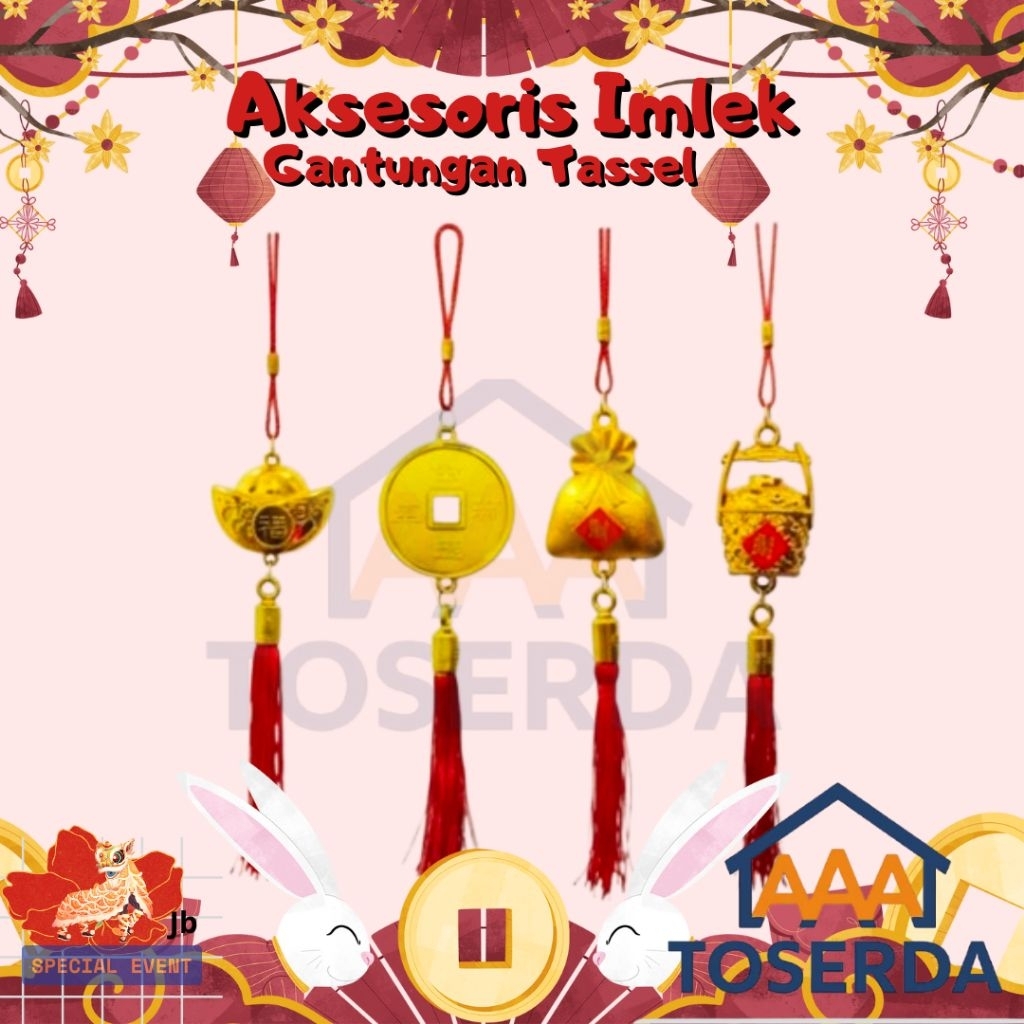 AAA Toserda | Dekorasi Imlek Sinchia Kantong Uang 4pcs – Gantungan Hias Rumah Chinese New Year