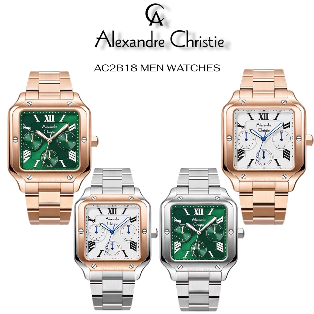 ALEXANDRE CHRISTIE Jam Tangan Pria AC 2B18 Original Desain Kotak Elegan Analog Water Resist 30M Quar
