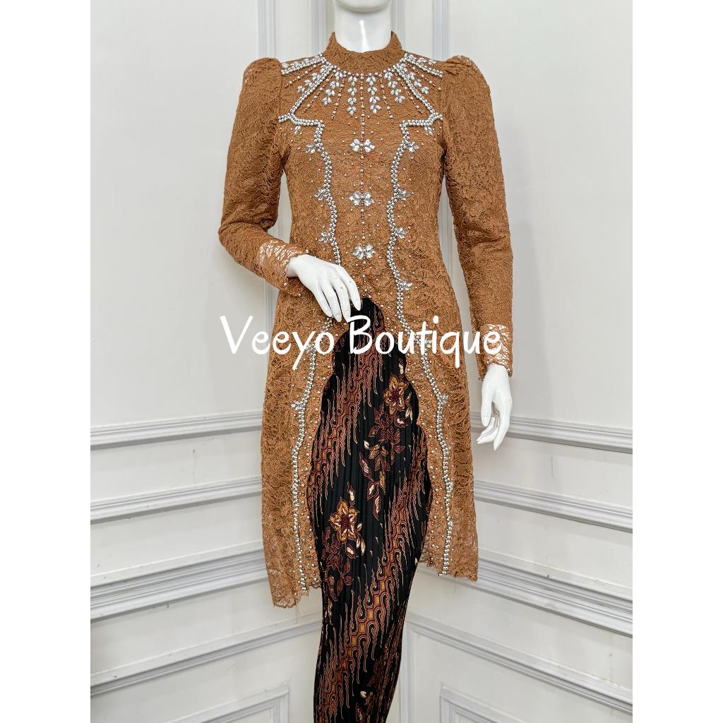 Veeyo Boutique | Setelan Kebaya Modern | Tunik Brokat Payet Janggan Pesta | KEBAYA Mewah TUNIK PESTA