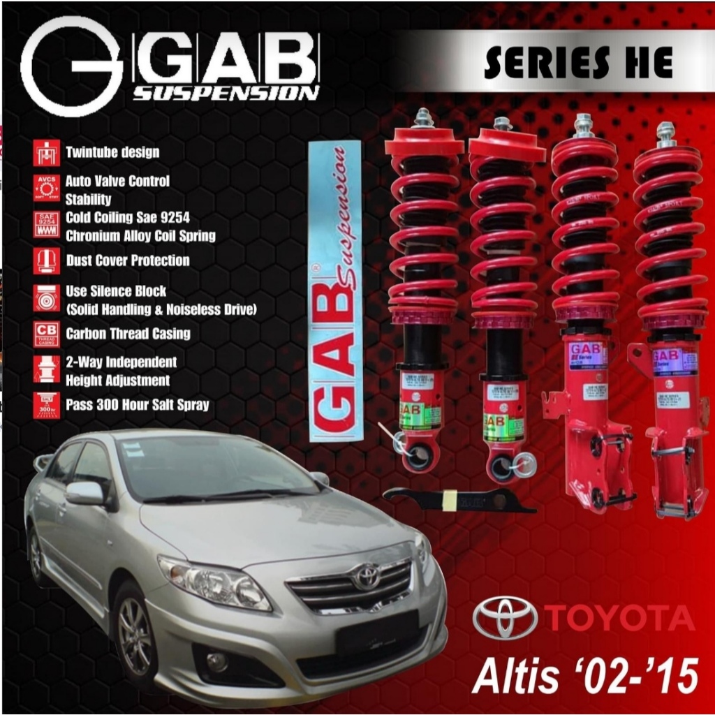 SHOCKBREAKER SUSPENSI COILOVER GAB HE SERIES TOYOTA ALTIS 2002-2015 ORIGINAL