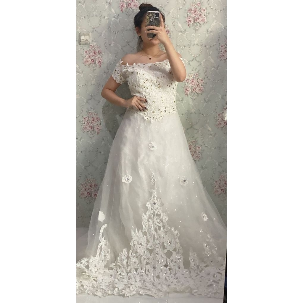 gaun wedding  ,putih