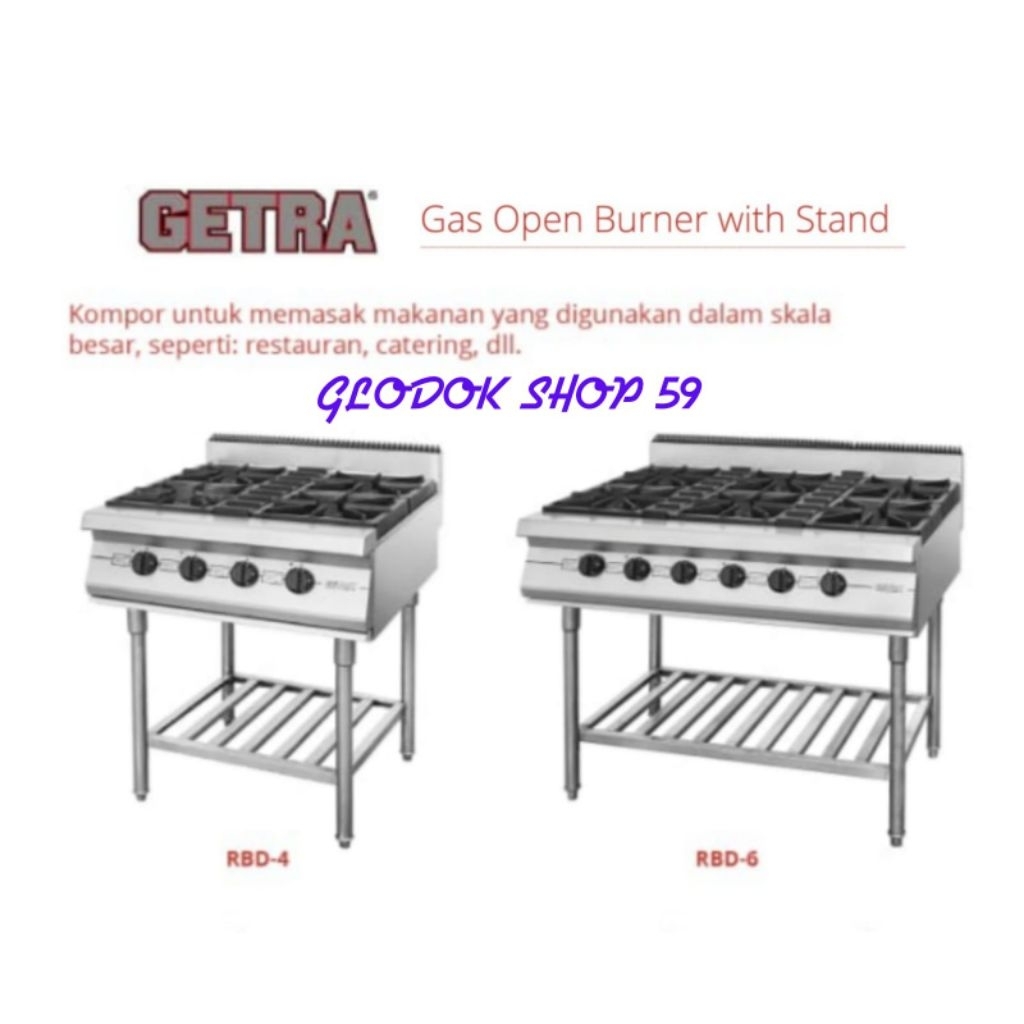 Kompor Gas Open Burner With Standing GETRA RBD-4 / RBD 4 - Kompor Gas 4 Tungku New
