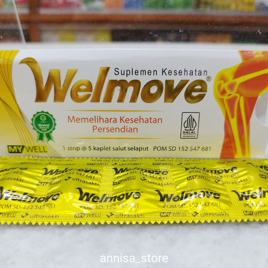 Suplemen Sendi Welmove Strip 5 Tablet - Mengatasi Nyeri Sendi, Menjaga Kesehatan Sendi, Melumasi Per