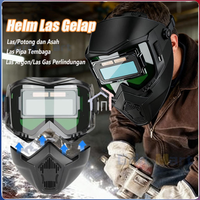 [COD]Topeng Pelindung Las Listrik Helm Las Penggelapan Otomatis, Masker Las Warna Asli/kacamata Las/
