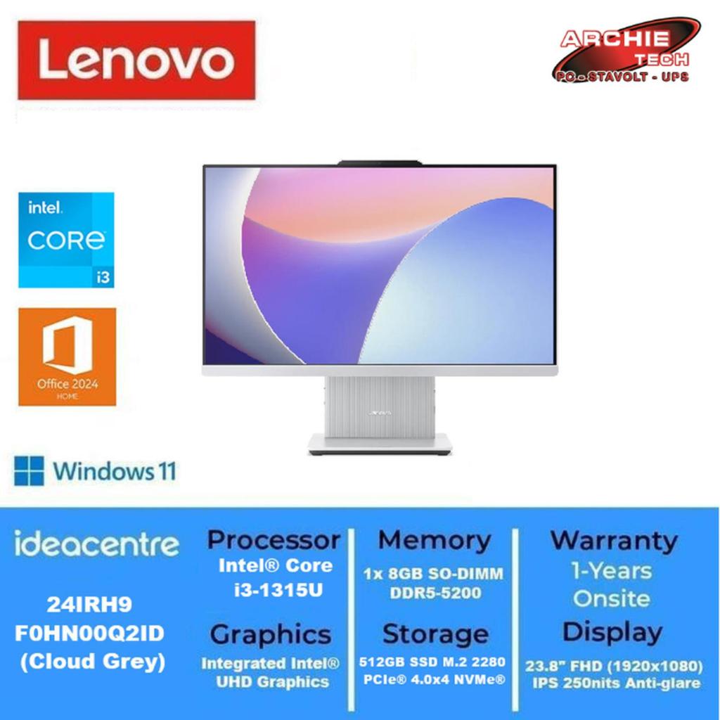 AIO LENOVO IdeaCentre 24IRH9 F0HN00Q4ID Core i3 1315U 8GB 512GB W11 Cloud Grey