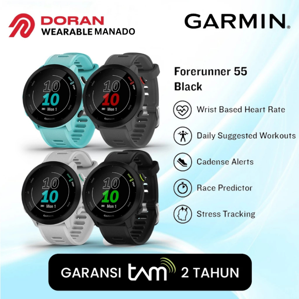 Garmin Forerunner 55 Monterra Grey | FR 55 Monterra Grey Original Garansi Resmi TAM 2 Tahun