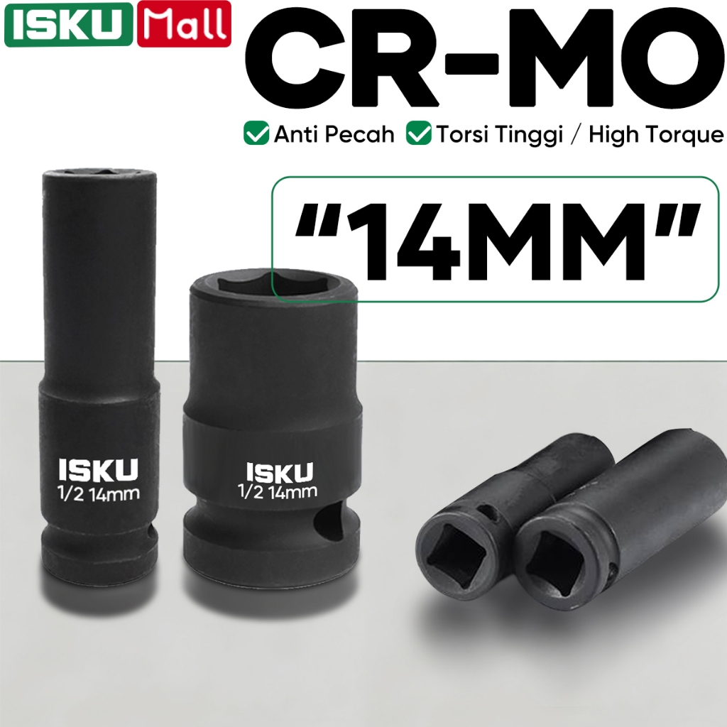 ISKU mata shock 14+14 Pendek Mata Socket Dan Mata Shock Panjang impact Socket Extention 1/2 / Kunci 