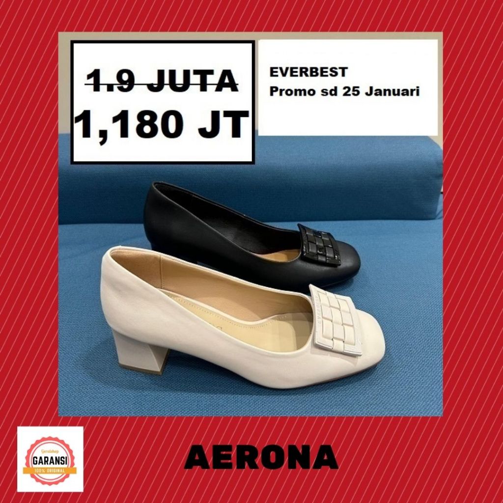 Sepatu heels kerja wanita perempuan cewe cewek EVERBEST ORIGINAL 100% AERONA