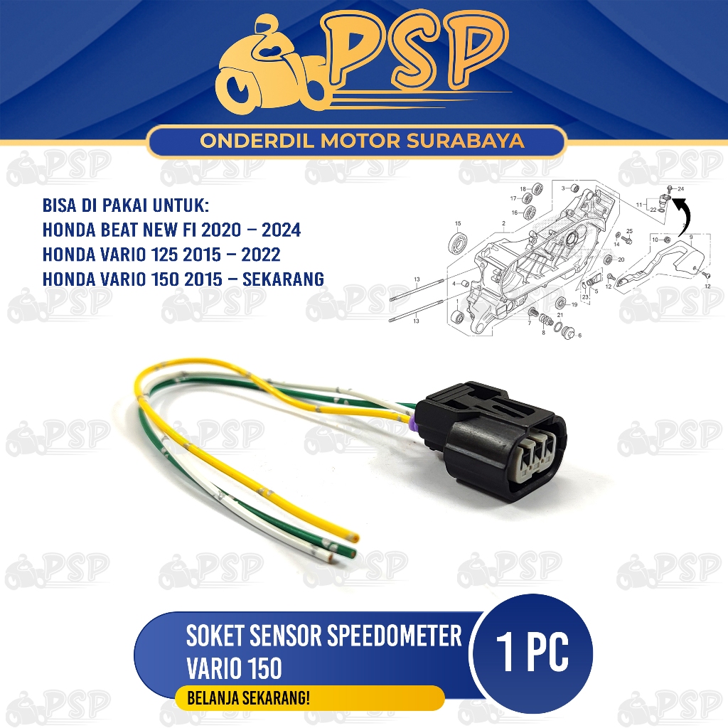 Soket Sensor Spidometer Vario 150 - Kabel Socket Sensor Speedometer Honda Beat Deluxe Vario 125