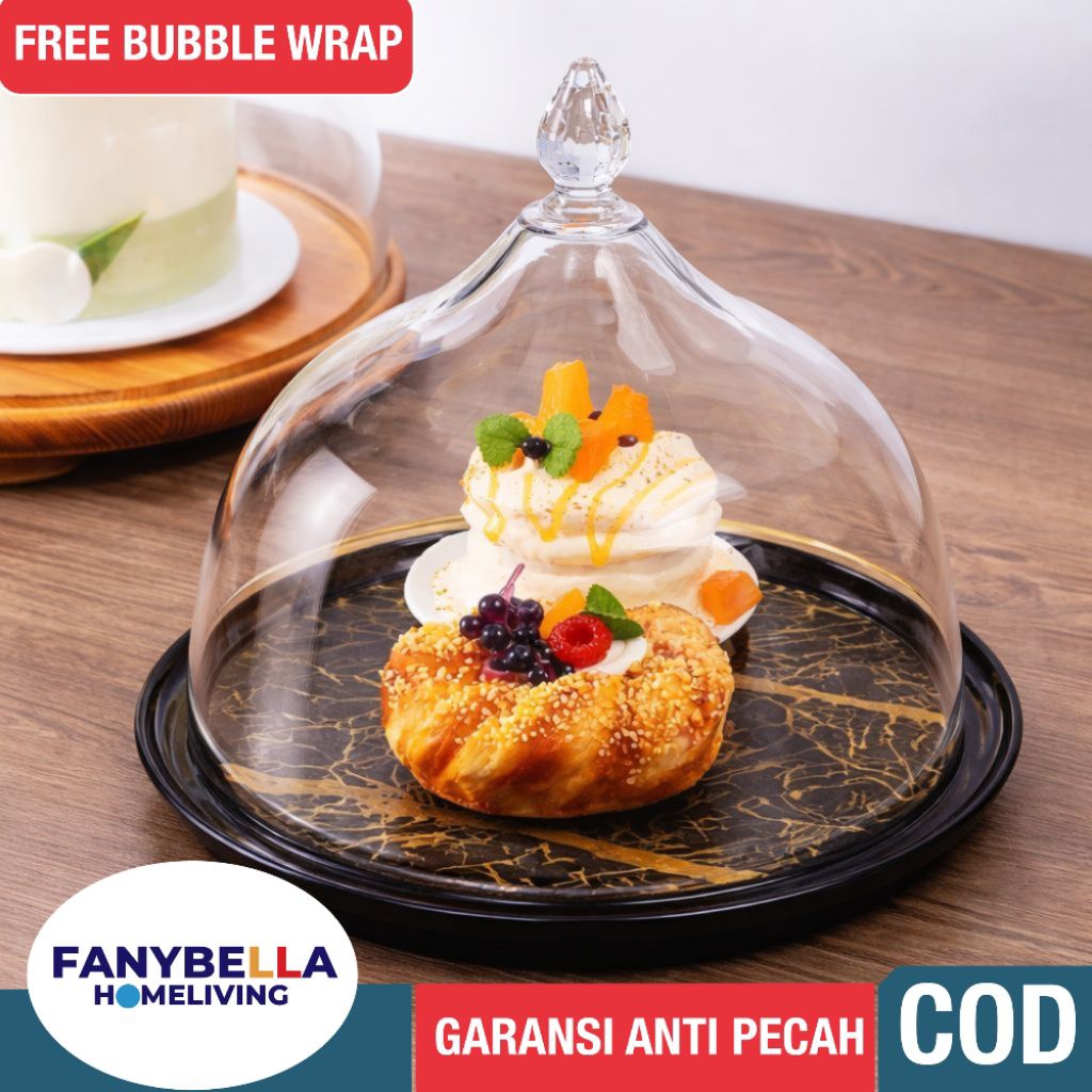 prasmanan Tempat Bolu Keramik Marble Hitam Gold Emas